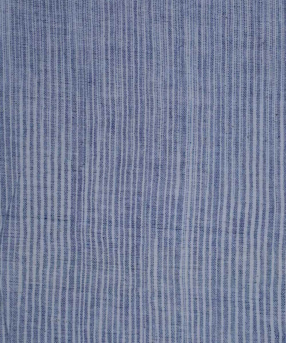 Indigo white stripe handwoven kala cotton fabric