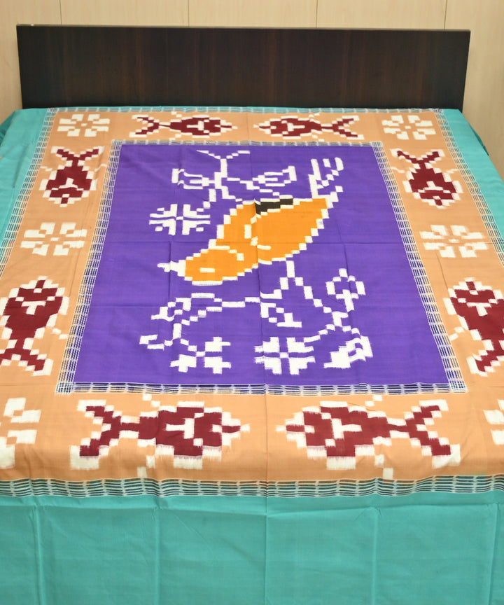 Dark magenta cadet blue burlywood handmade sambalpuri cotton bedsheet