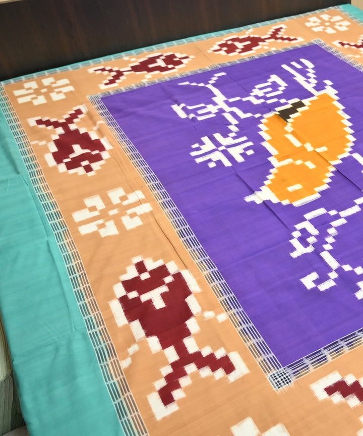 Dark magenta cadet blue burlywood handmade sambalpuri cotton bedsheet