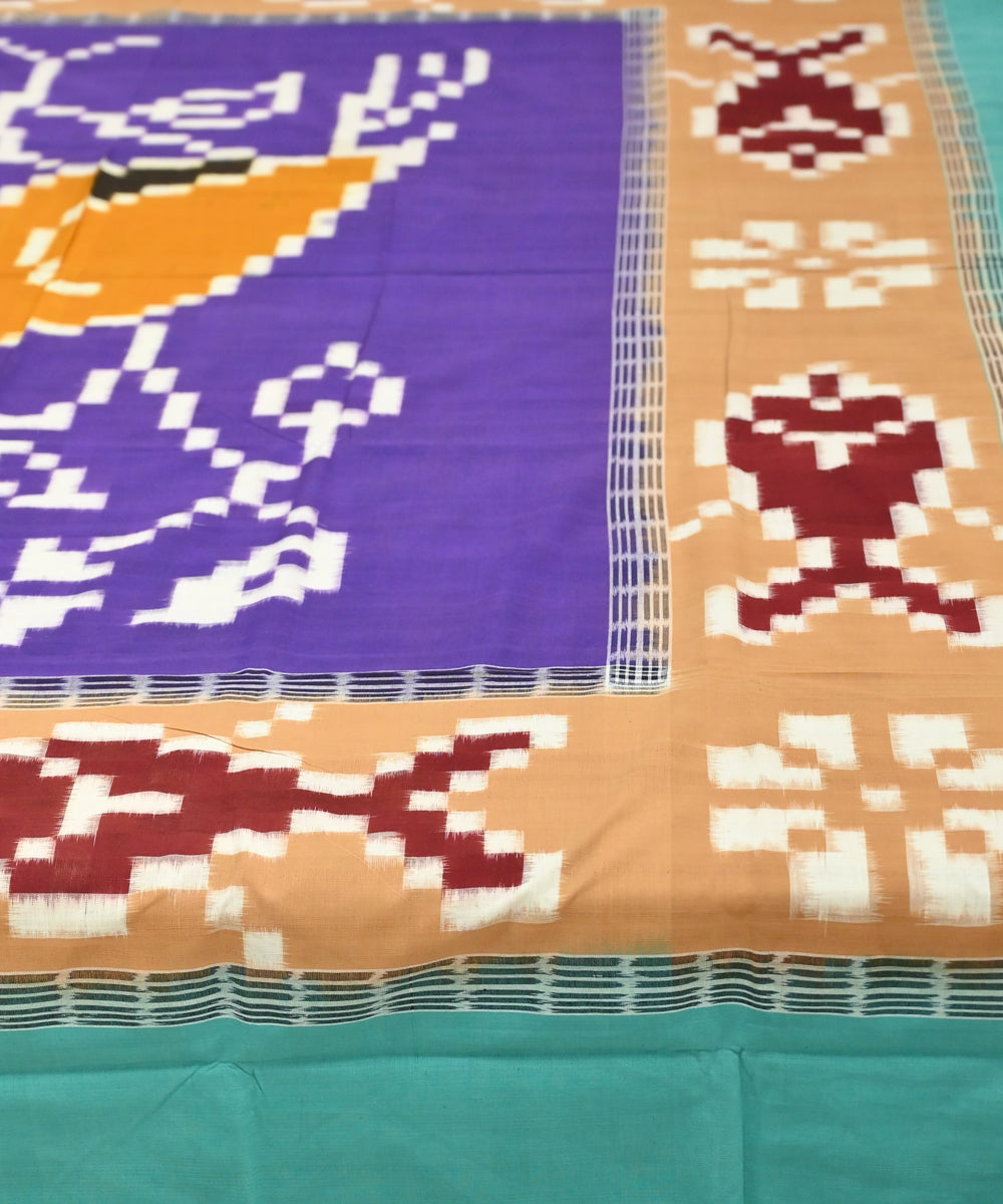 Dark magenta cadet blue burlywood handmade sambalpuri cotton bedsheet