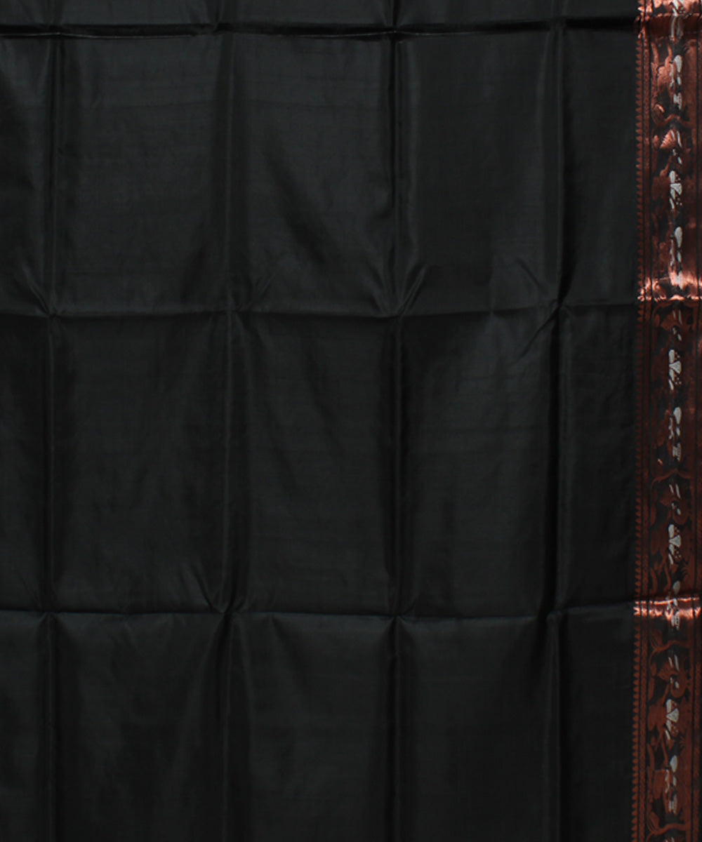 Black handwoven swarnachari baluchari silk saree