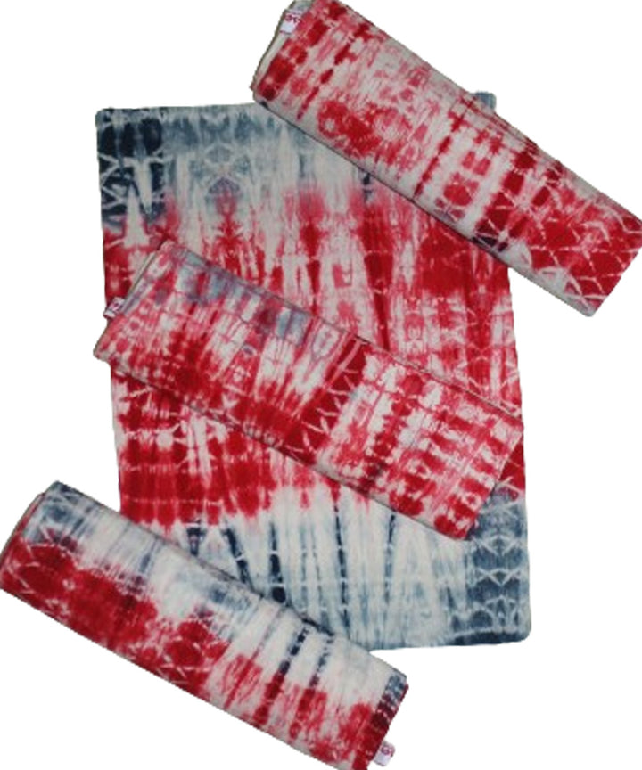 Red grey handloom cotton tie dye table mat