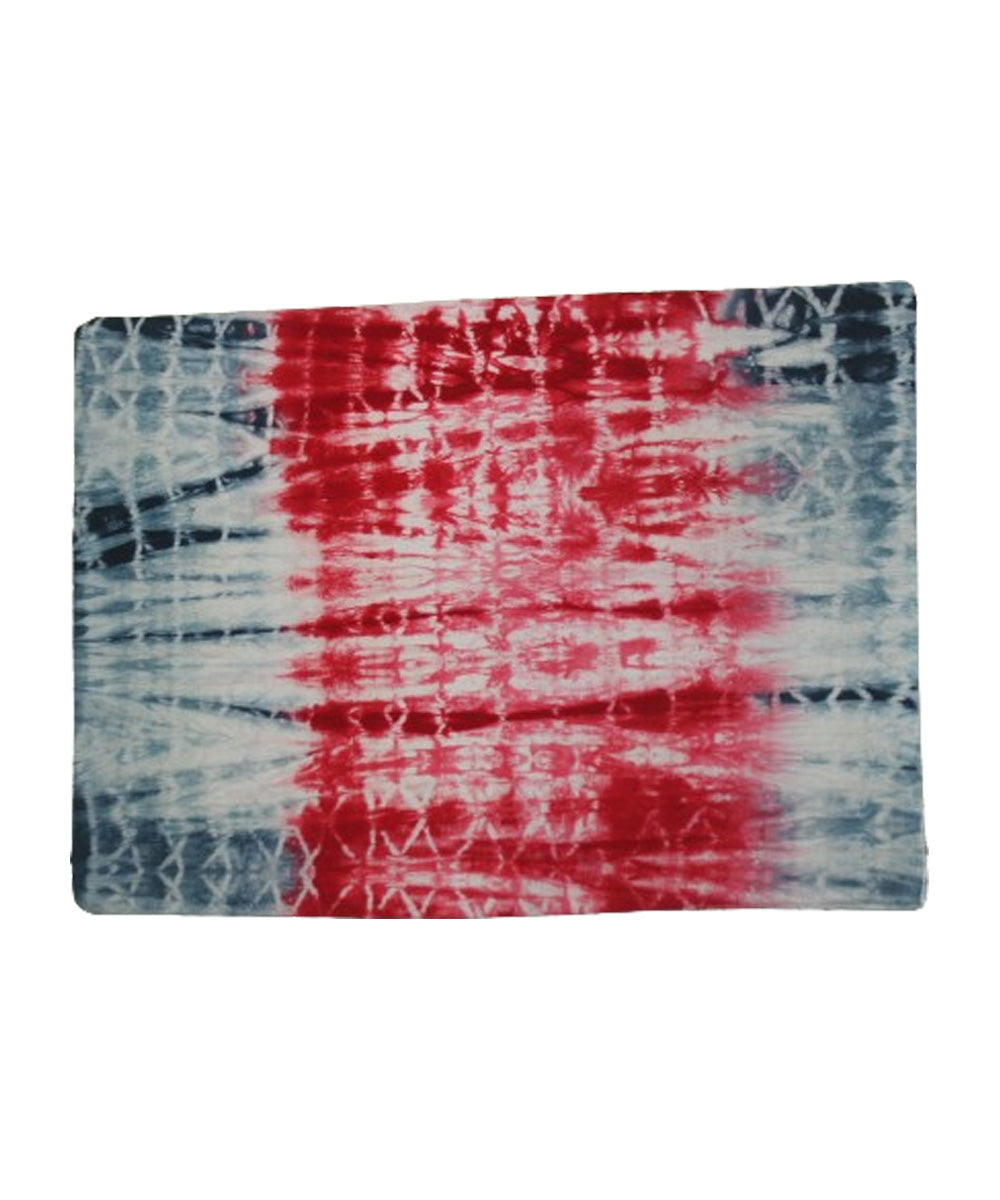 Red grey handloom cotton tie dye table mat