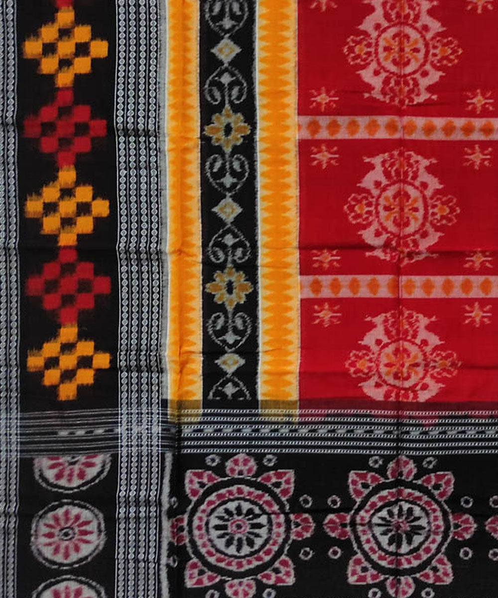 Multicolor black handloom cotton sambalpuri dupatta