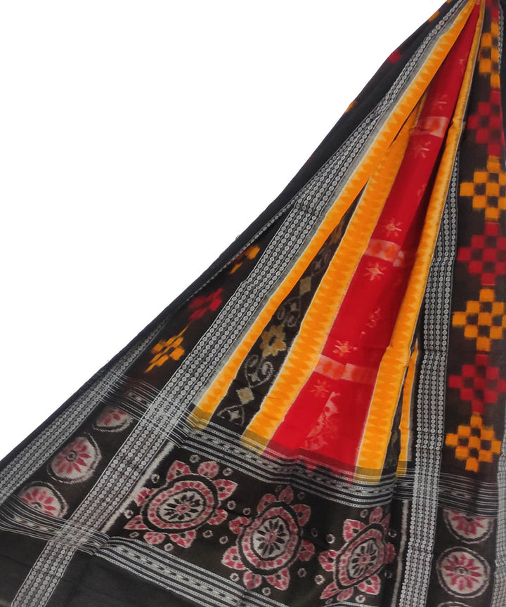 Multicolor black handloom cotton sambalpuri dupatta