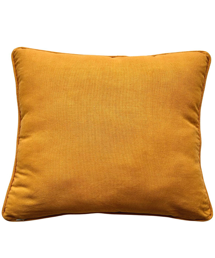 Mustard plain handloom cotton cushion cover