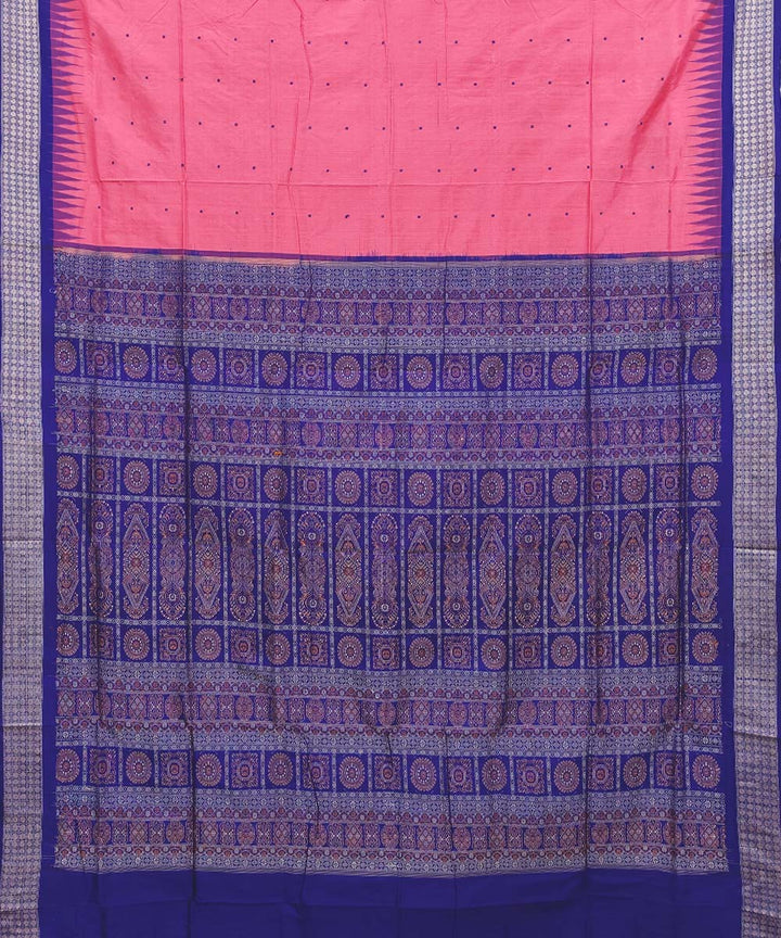 Pink blue handwoven silk bomkai saree