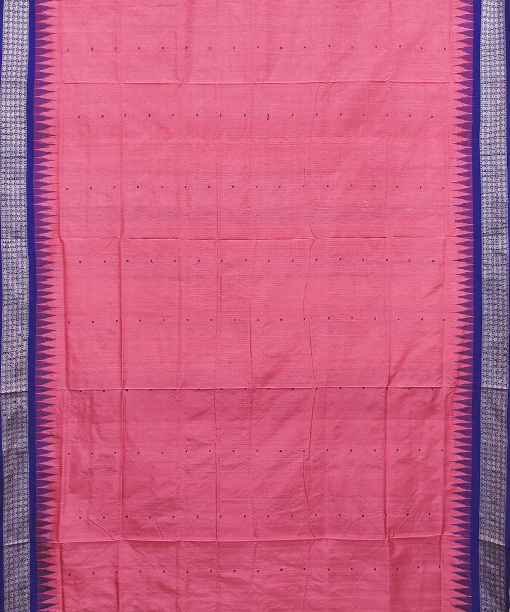 Pink blue handwoven silk bomkai saree