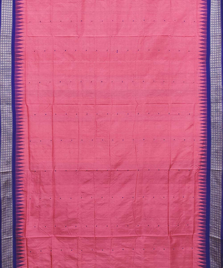 Pink blue handwoven silk bomkai saree