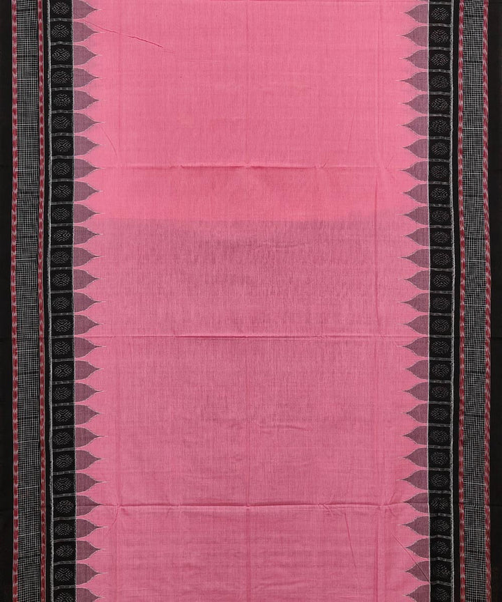 Pink black handwoven cotton sambalpuri saree