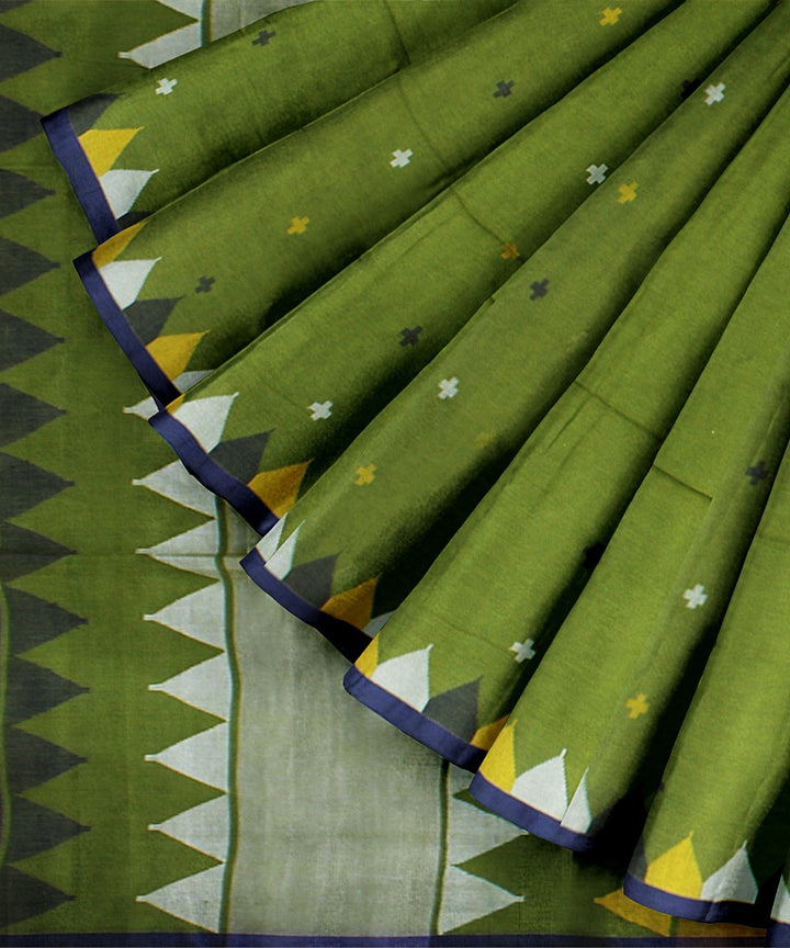 Green yellow handloom bengal cotton saree