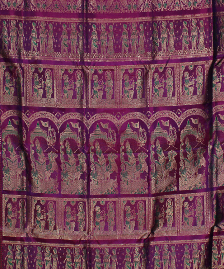 Blue rani dual shaded handwoven swarnachari baluchari silk saree