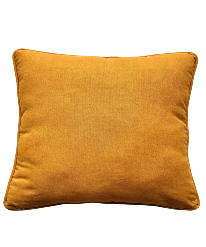 Mustard plain handloom cotton cushion cover