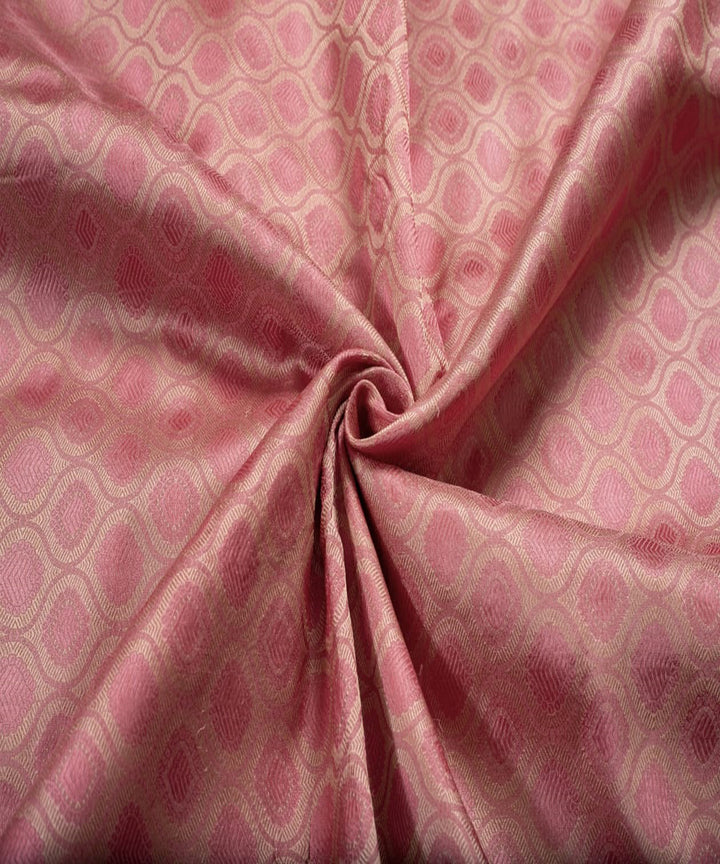 Peach cream handloom banarasi silk fabric