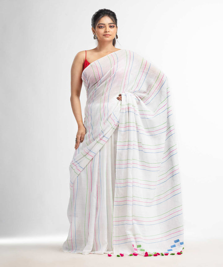 White handwoven bengal cotton saree