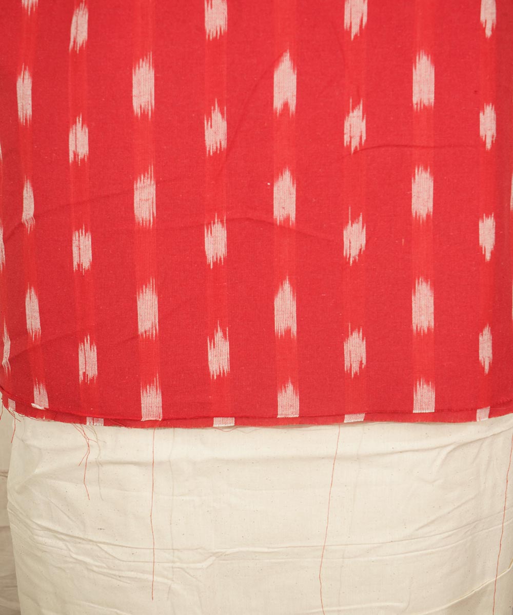 3pc Red white handwoven cotton pochampally ikat dress material
