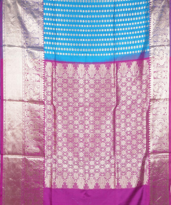 Sky blue purple silk handloom venkatagiri saree