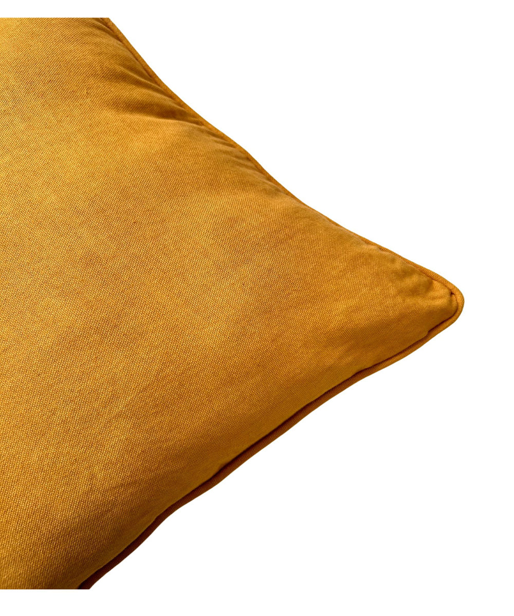 Mustard plain handloom cotton cushion cover