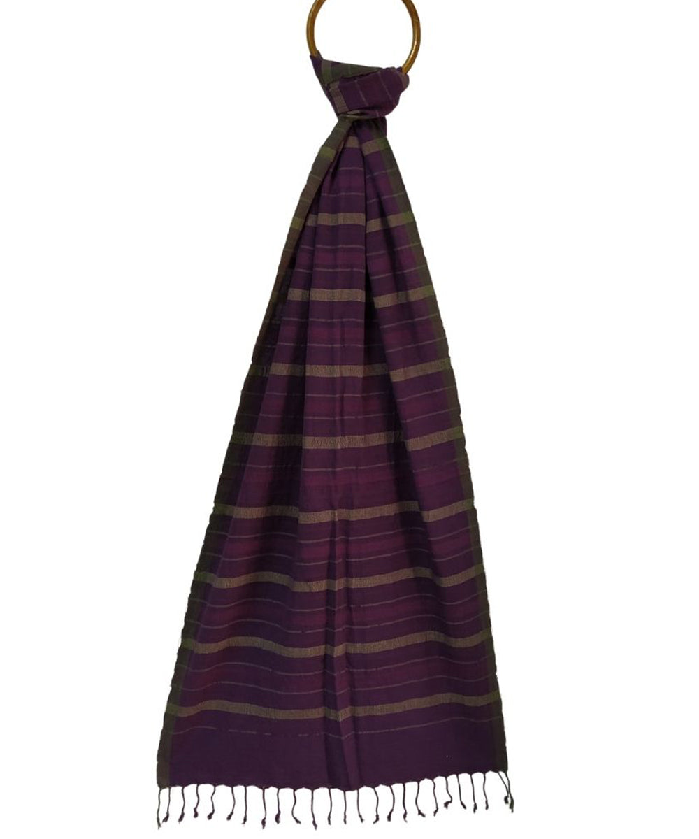 Violet stripes handwoven cotton bengal stole