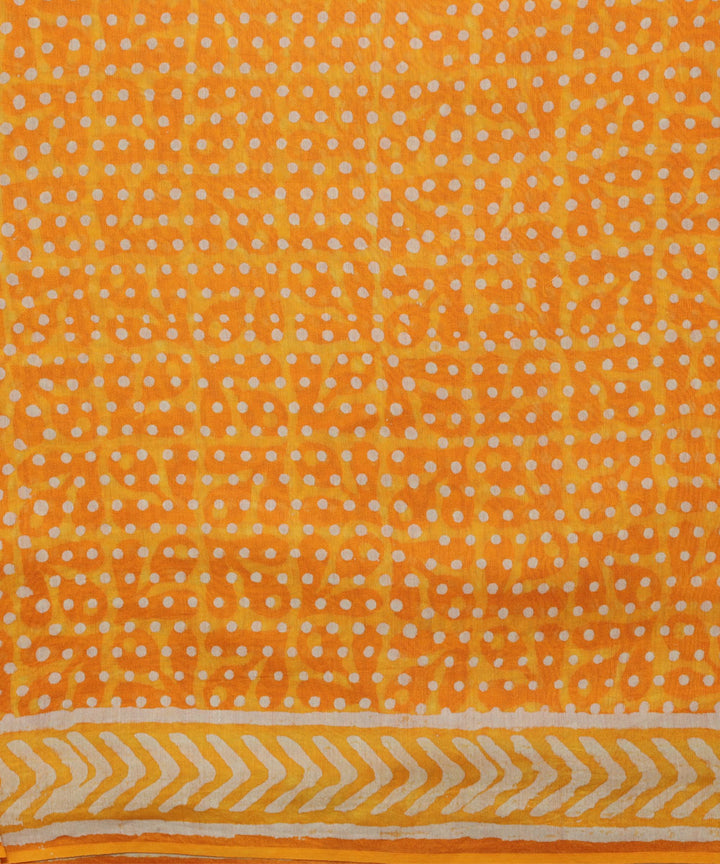2pc Yellow handblock print cotton silk dress material