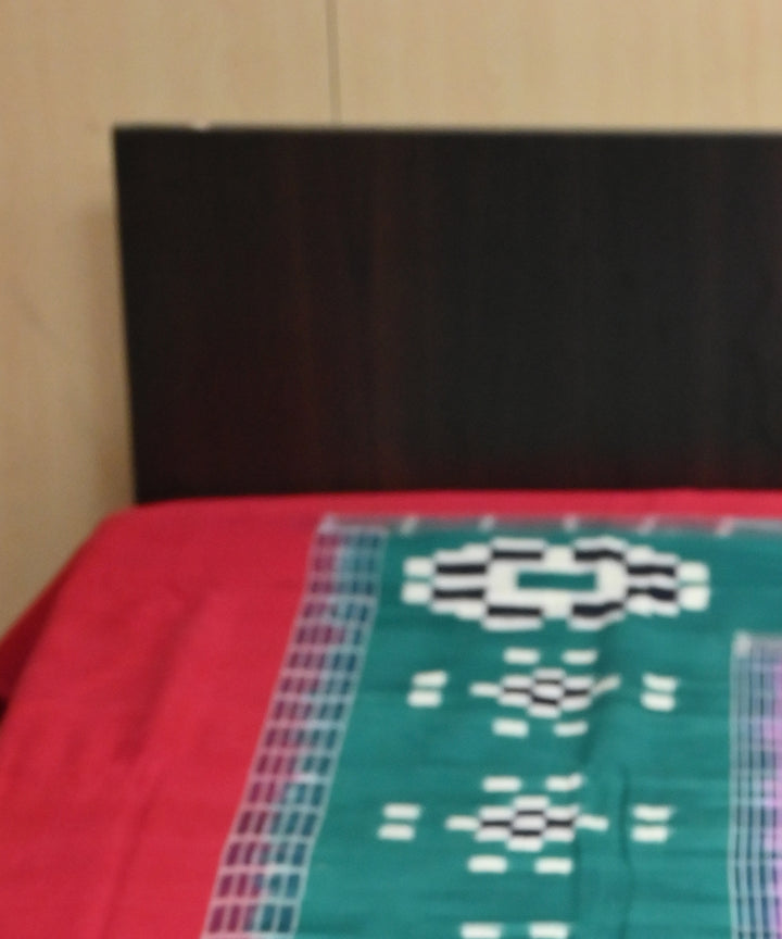 Fuchsia pink dark green dark red handmade sambalpuri cotton bedsheet