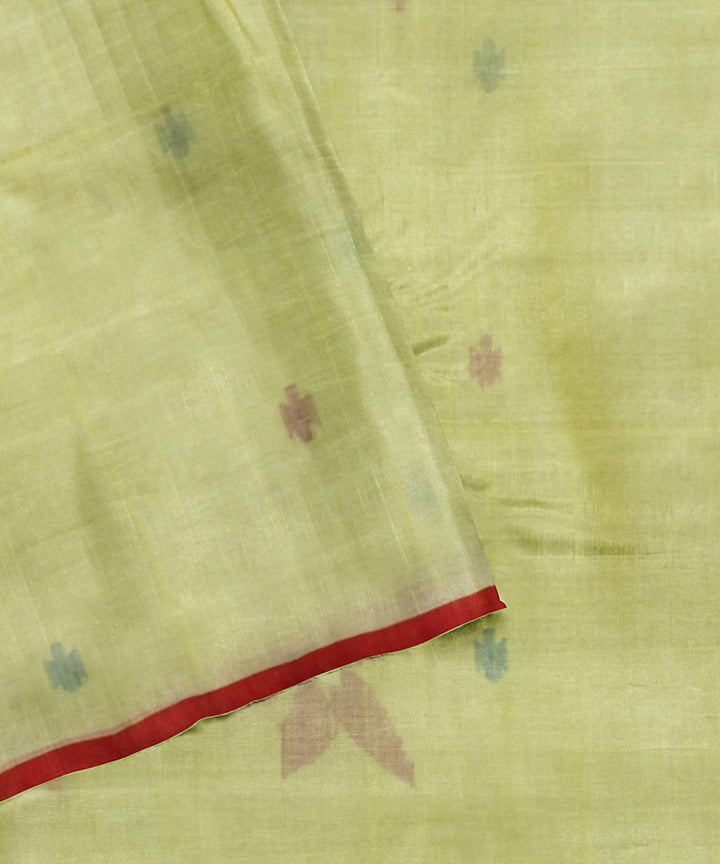 Yellow red green handloom bengal cotton saree