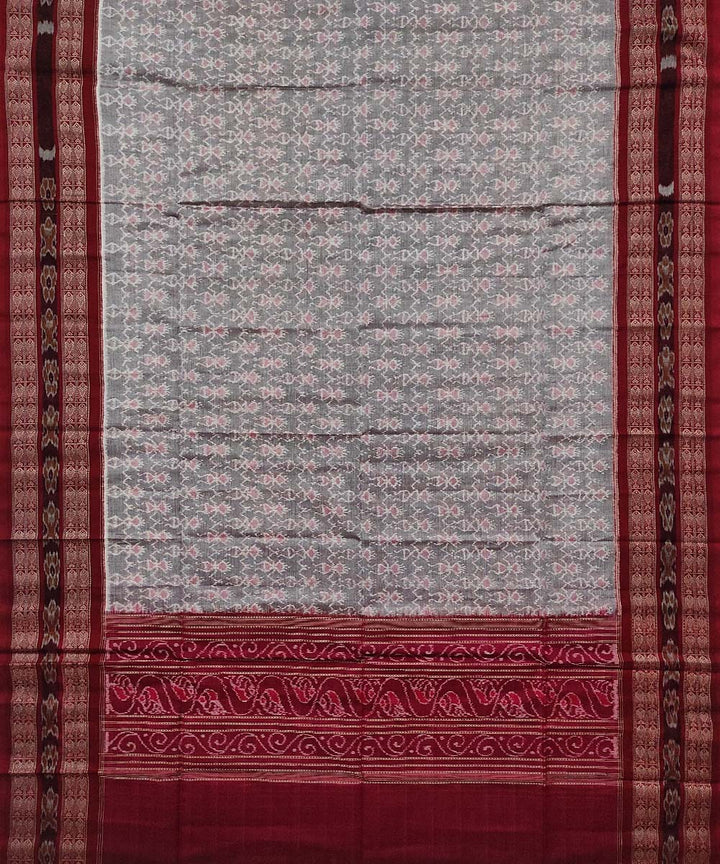 Grey maroon handloom sambalpuri cotton dupatta