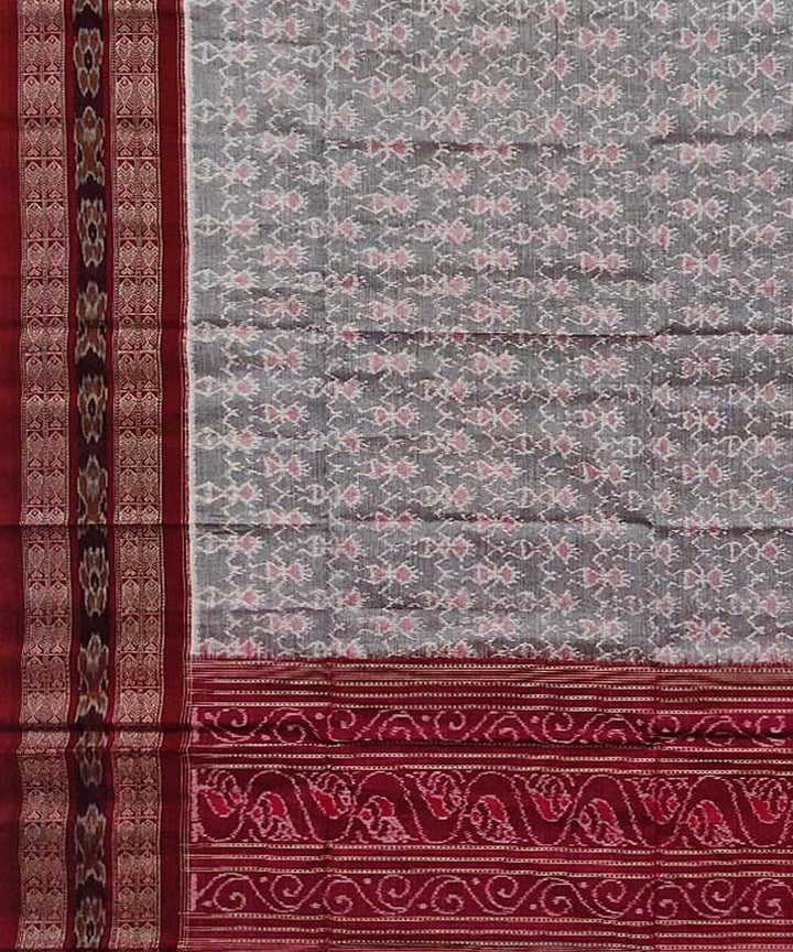 Grey maroon handloom sambalpuri cotton dupatta