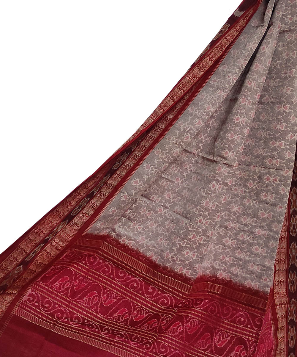 Grey maroon handloom sambalpuri cotton dupatta