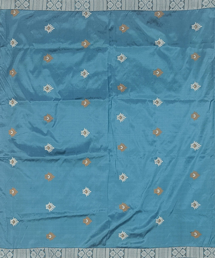 Sky blue offwhite silk handwoven assam saree