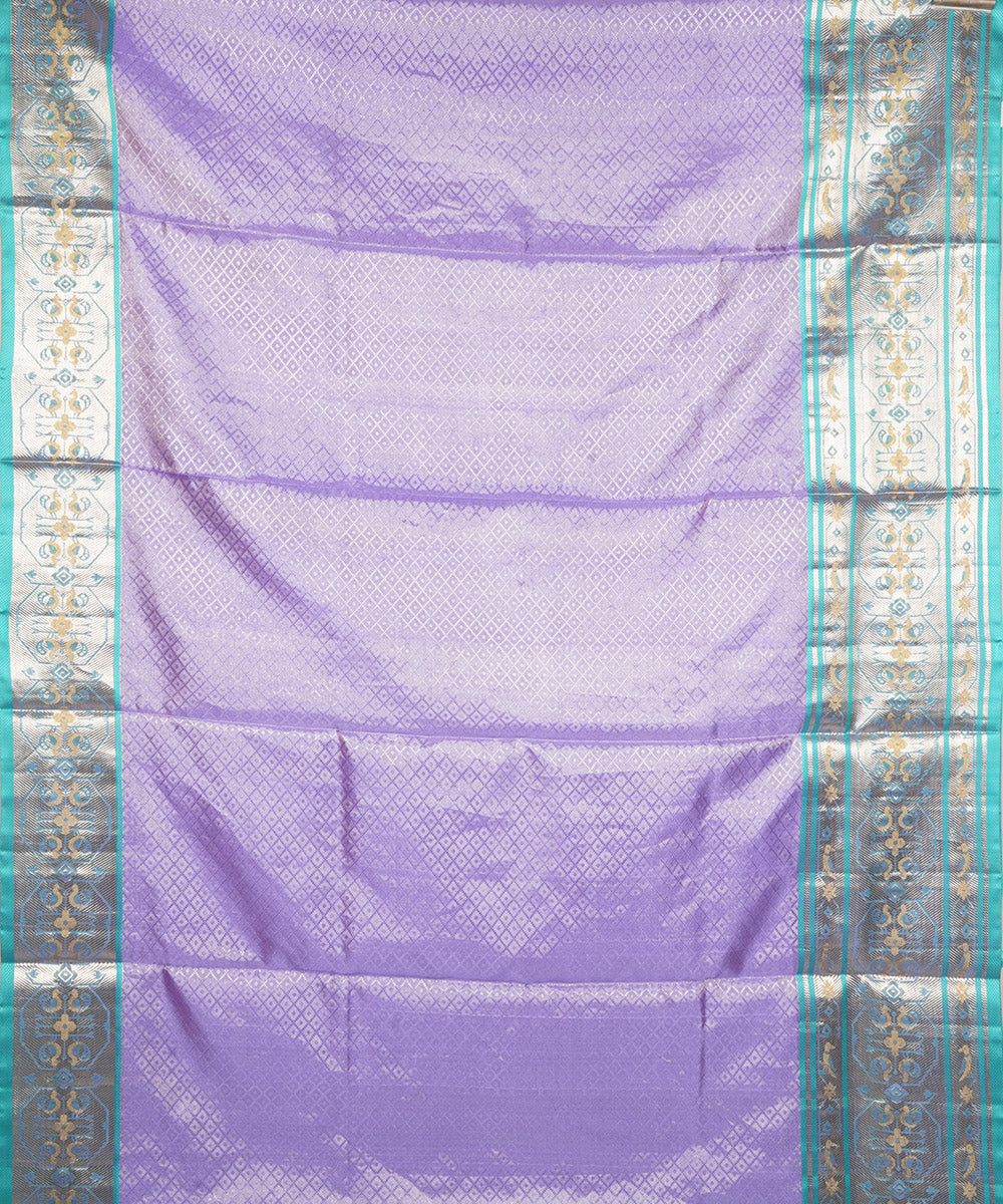 Lavender sky blue silk handloom venkatagiri saree