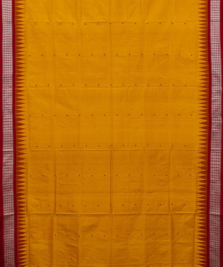 Yellow red handwoven bomkai silk saree