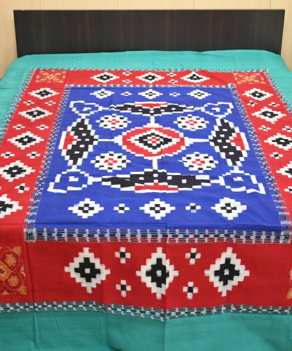 Dark blue dark green dark red handmade sambalpuri cotton bedsheet