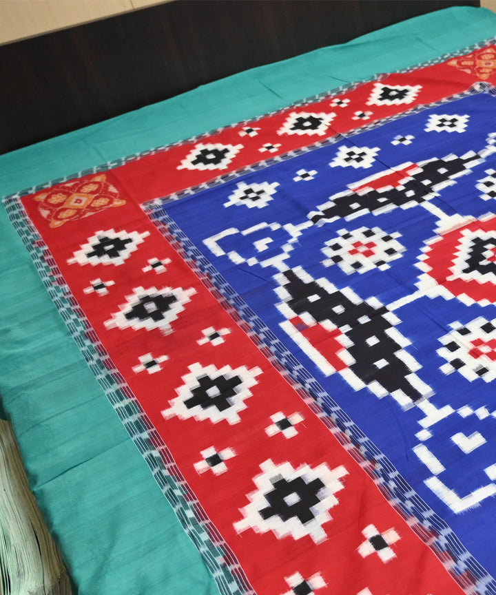 Dark blue dark green dark red handmade sambalpuri cotton bedsheet