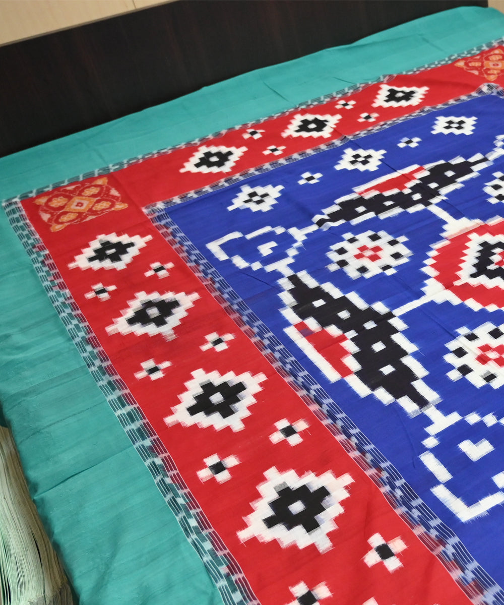 Dark blue dark green dark red handmade sambalpuri cotton bedsheet