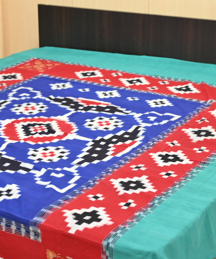 Dark blue dark green dark red handmade sambalpuri cotton bedsheet