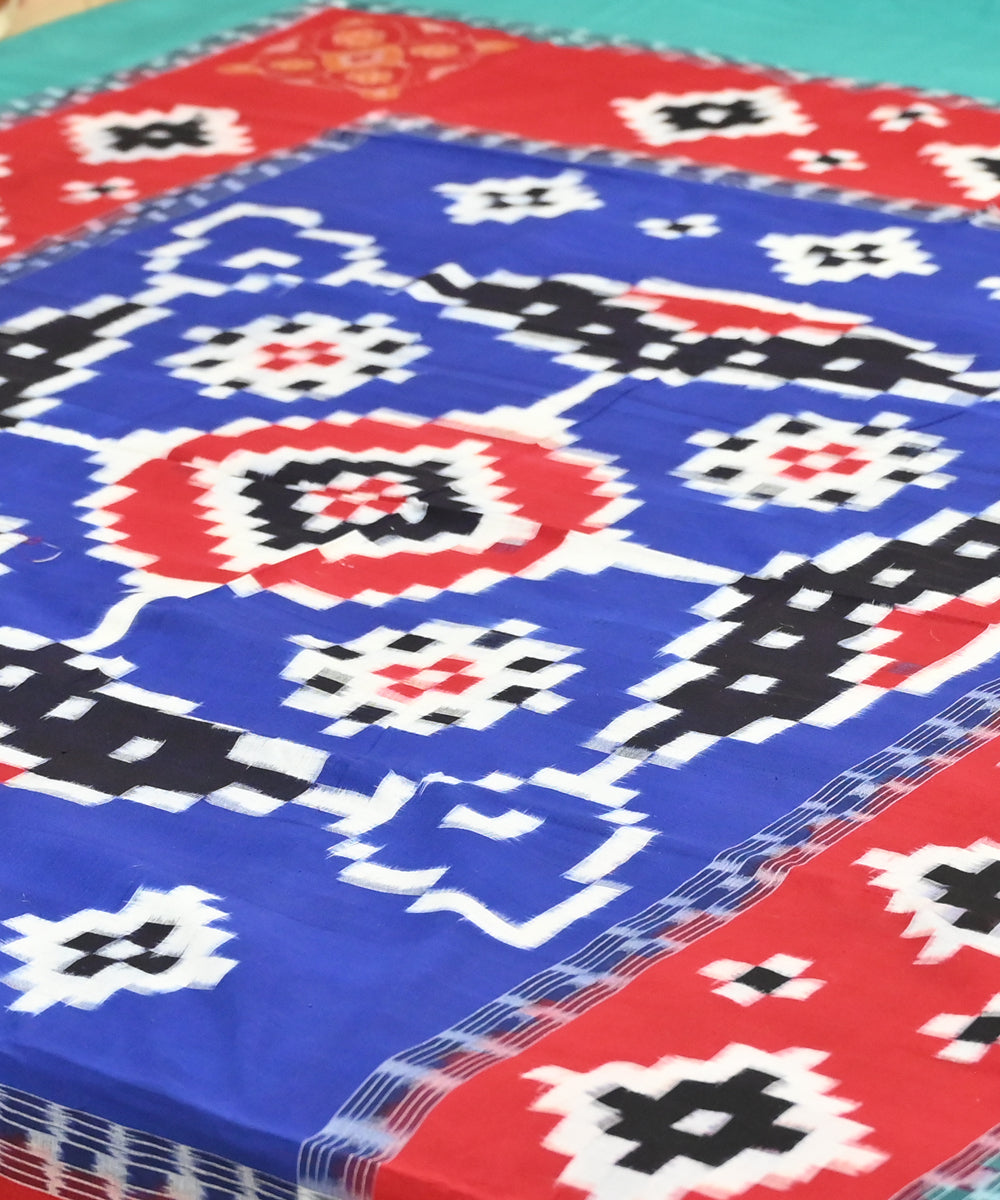 Dark blue dark green dark red handmade sambalpuri cotton bedsheet