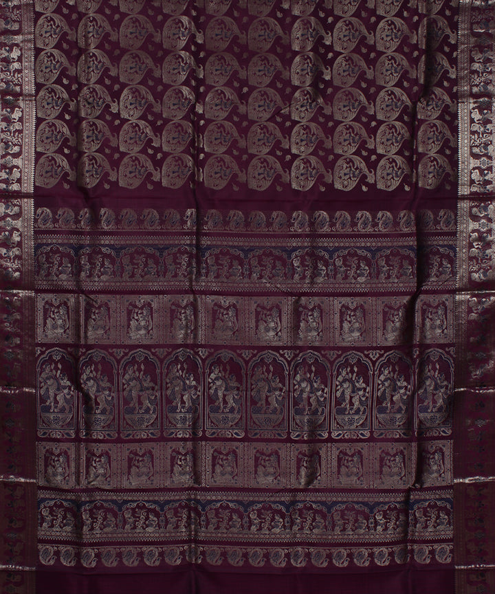 Magenta handwoven swarnachari baluchari silk saree