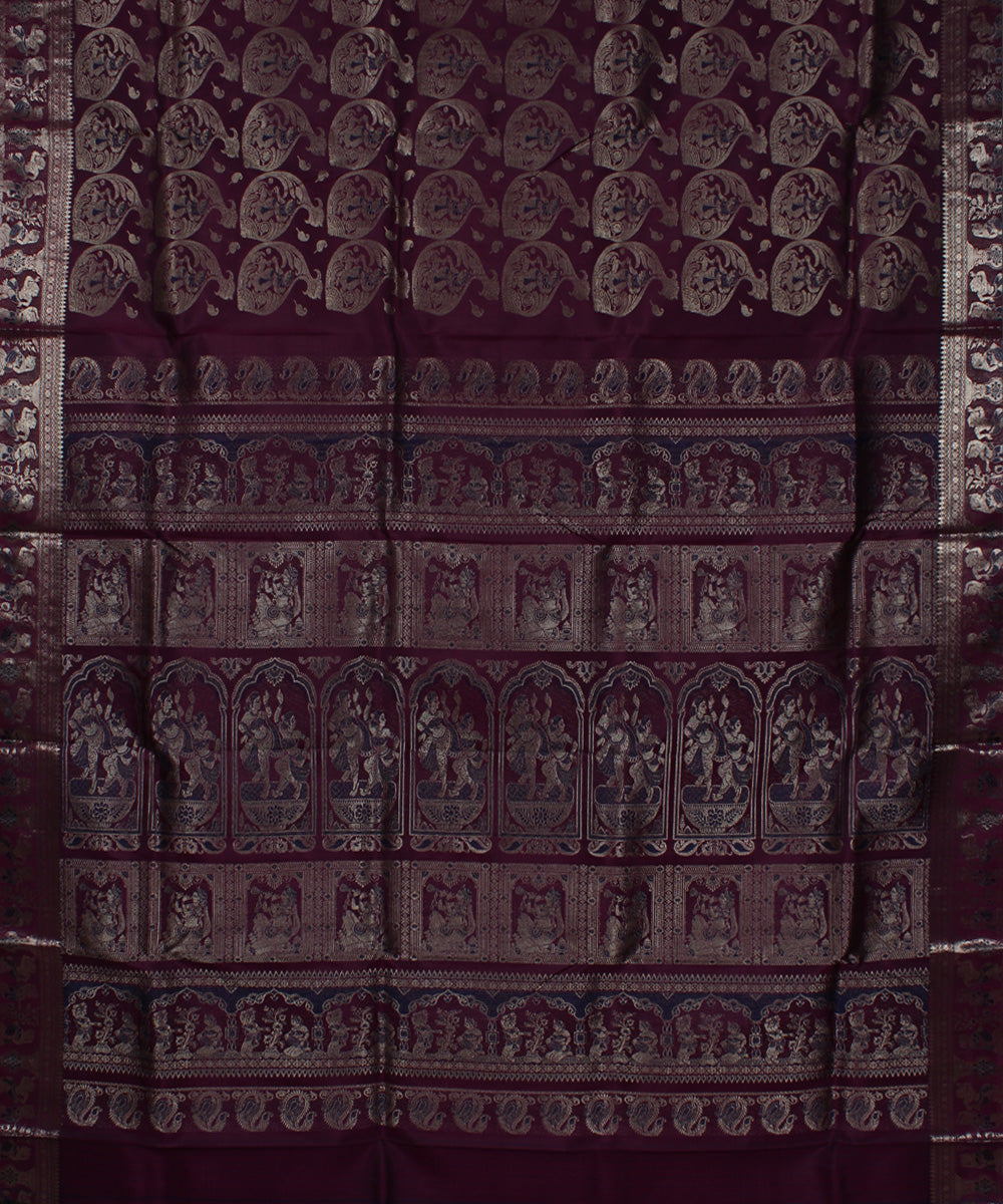 Magenta handwoven swarnachari baluchari silk saree