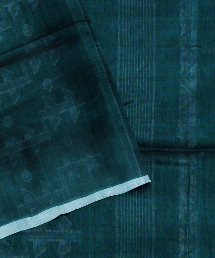 Teal green handloom cotton bengal saree