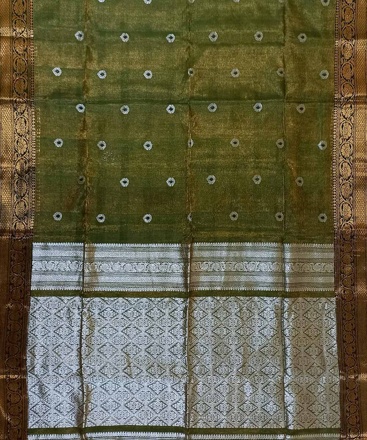 Light green silver tissue handloom bengal saree