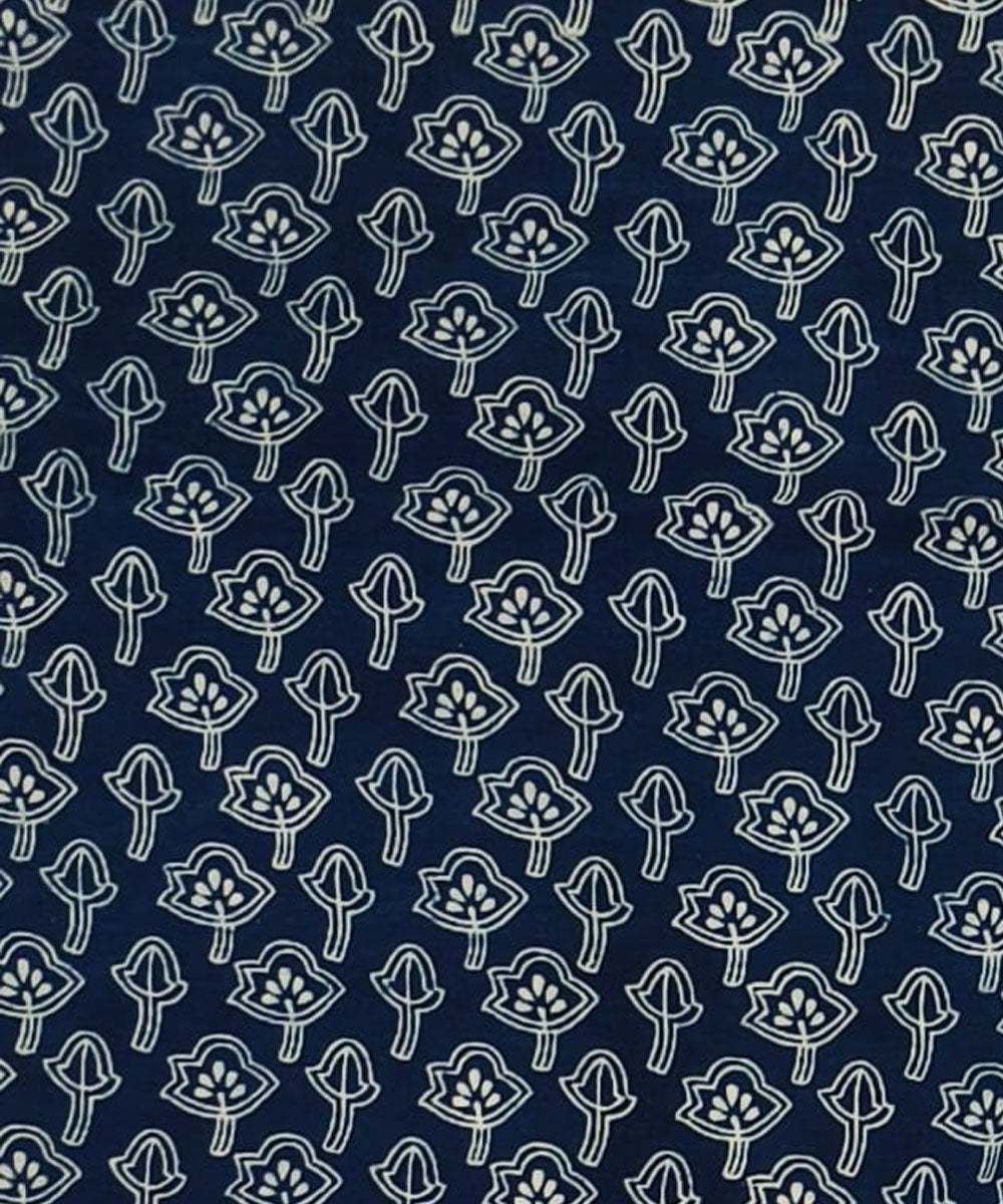 2.5m Blue hand block printed cotton sanganeri print kurta material