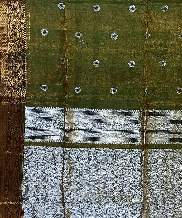 Light green silver tissue handloom bengal saree