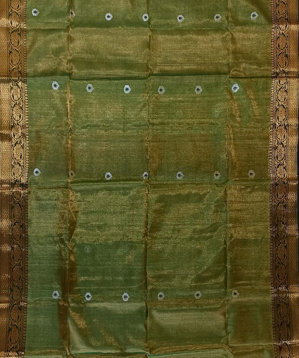 Light green silver tissue handloom bengal saree
