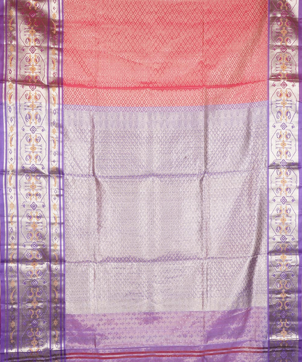 Pink violet silk handloom venkatagiri saree