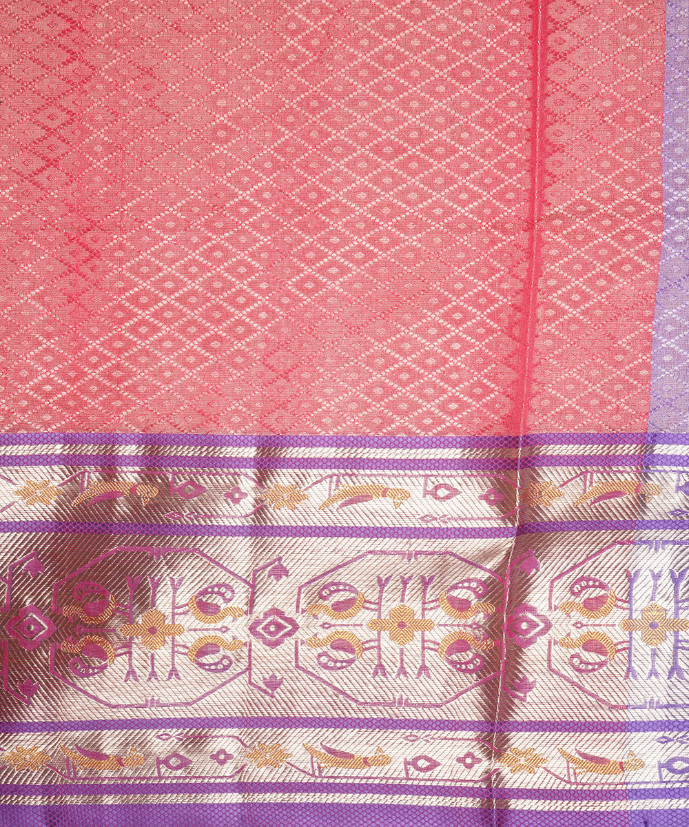 Pink violet silk handloom venkatagiri saree