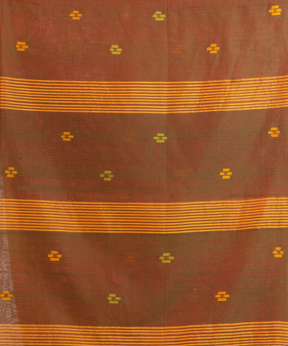 Mustard handwoven cotton bengal saree