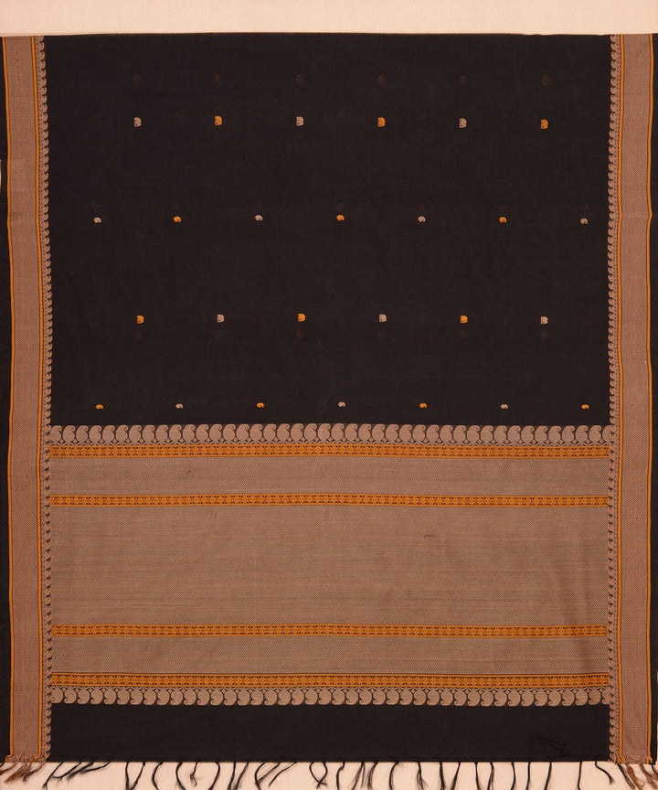 Black butta cotton handloom kanchi saree