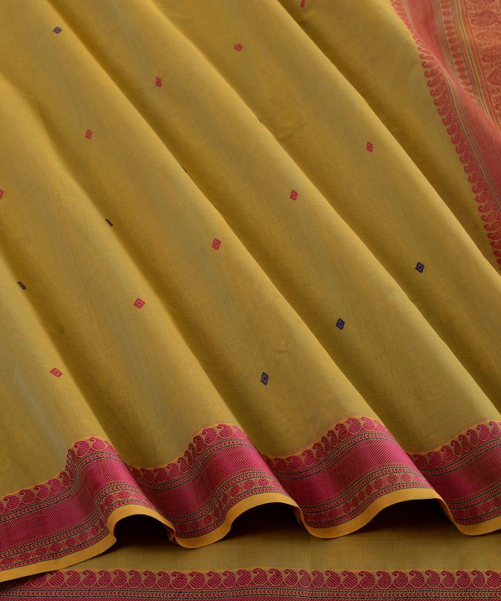 Light green butta large pallu cotton handloom kanchi saree