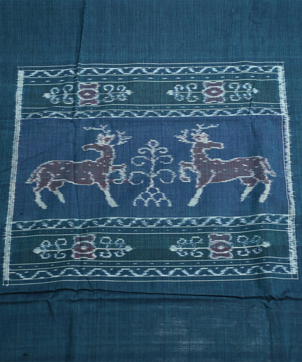 Fuzzy wuzzy celadon blue handmade sambalpuri cotton bedsheet